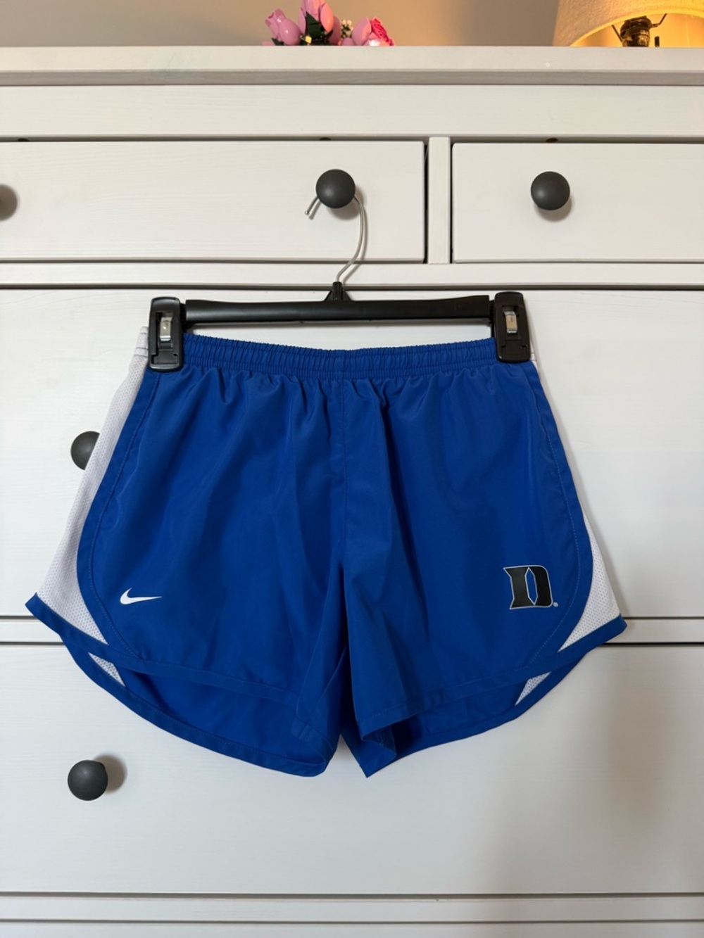 Nike Royal Blue Women's Athletic Shorts with White Panels